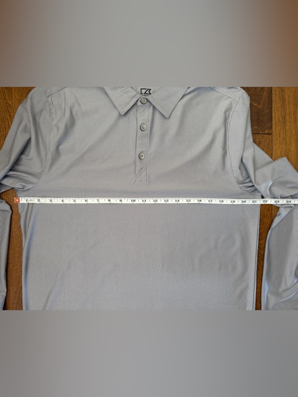 Cutter and Buck Polo Medium Dry Tech Shirt Gray Long Sleeves Button Activewear - Picture 4 of 6